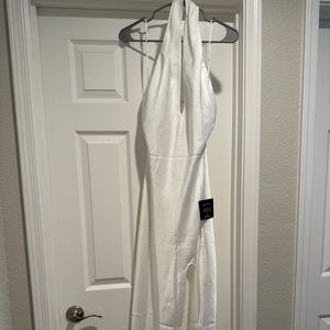 Lulus white halter slit dress